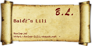 Balás Lili névjegykártya