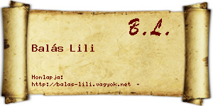 Balás Lili névjegykártya